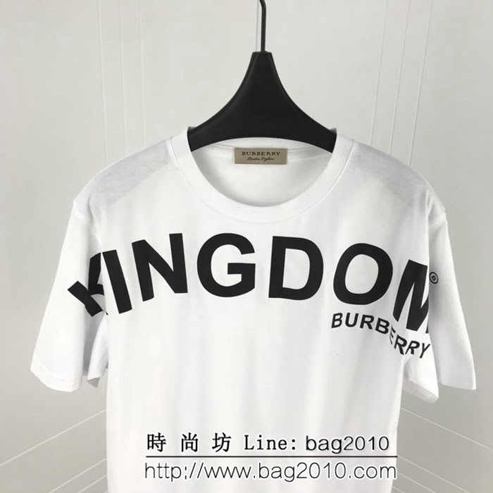 BURBERRY巴寶莉 19ss限量版 kingdom系列 歐洲專櫃同款 白色絲光棉 男款短袖 ydi2180
